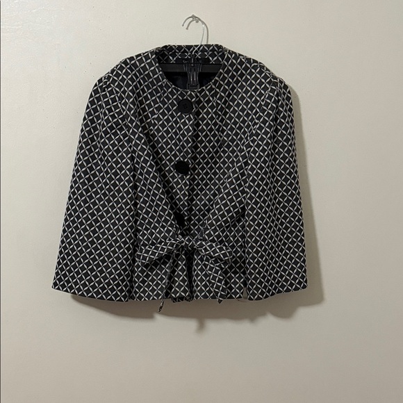 Signature by Larry Levine Black and White Patterned Pea Coat - Picture 1 of 6